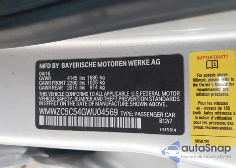 2016 Mini Countryman Cooper S z USA, uszkodzony, nr VIN WMWZC5C54GWU04569